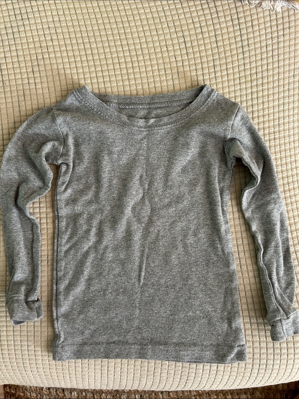 Kids Long-Sleeve Gray Pajama Top